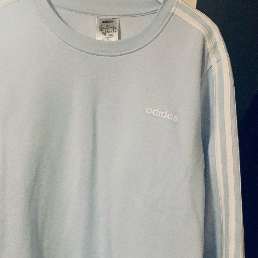 Adidas crew neck pullover three stripe sleeves